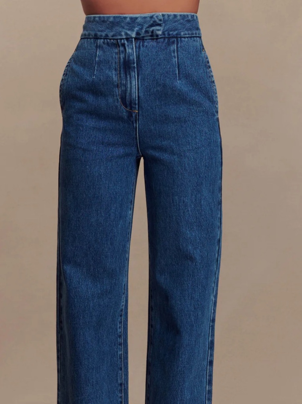 Meshki High-Waist Straight Leg Jeans - Blue